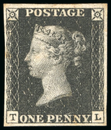 Stamp of Great Britain 1840, 1d black pl.6 TL, unused with fine to good margins