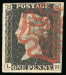 1840, 1d black pl.2 LH used, with close to large margins