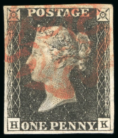 1840, 1d grey-black pl.4 HK used, with fine to good margins