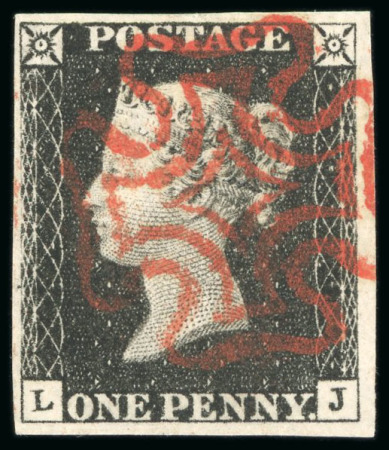 Stamp of Great Britain 1840, 1d black pl.4 LJ used, with good to very good