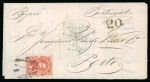 1866, 10r vermilion, horizontal block of ten and single franking on cover