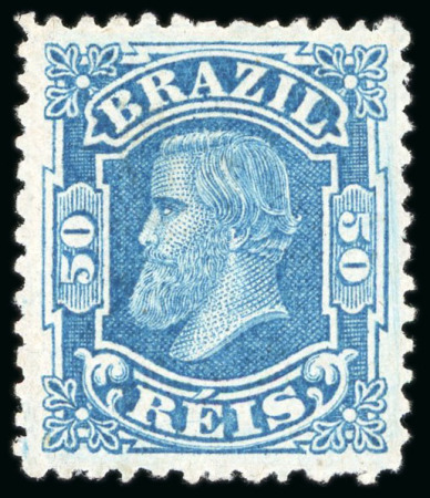 Stamp of Brazil 1881, "Small Heads", including the 50r with o.g., the 100r without gum