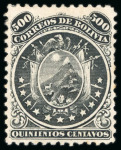 1869, 500c black, eleven stars, mint 