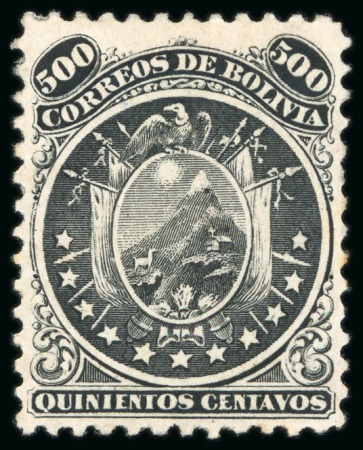 Stamp of Bolivia 1869, 500c black, eleven stars, mint 