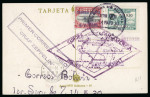 1930 Zeppelin Pan-American Flight. 14 May postcard with "Correo Aéreo" 15c red and "Z" 1.50b on 15c green