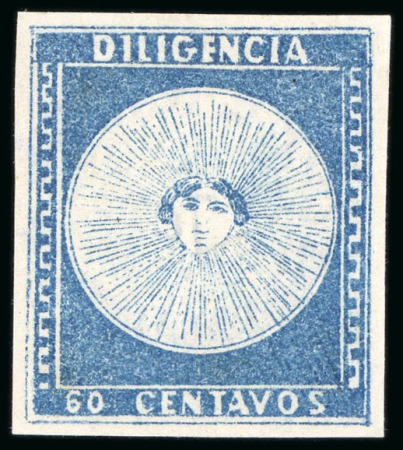1856, "Diligencia" group of five Sperati" examples,