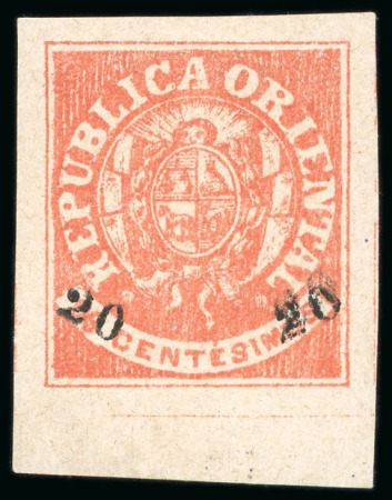 Stamp of Uruguay 1866, Surcharged "Escuditos" trio including 10c on