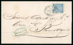 1860, "Thick Numerals" 120c blue, and 1864 12c blue, singles on covers