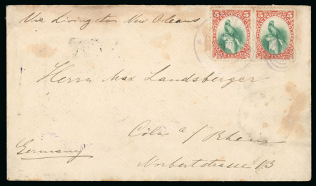 1881, 5c red and green, horizontal pair on cover