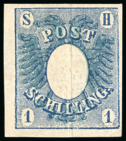 1850, 1s Prussian blue, two mint examples in different