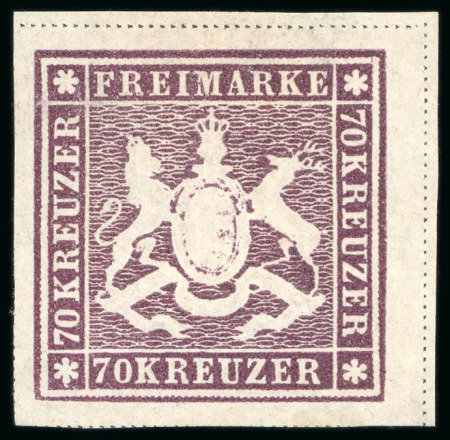 Stamp of German States » Wurttemberg 1873, 70kr violet-brown, an unused example 