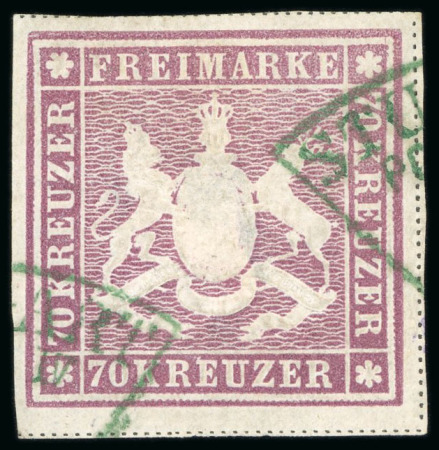 Stamp of German States » Wurttemberg 1873, 70kr red-lilac, wide to large margins, used