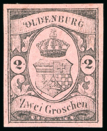 Stamp of German States » Oldenburg 1859, 2gr black on rose, an outstanding mint example