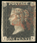 1840, 1d black pl.8 IK, with fine to good margins, cancelled by Maltese Cross