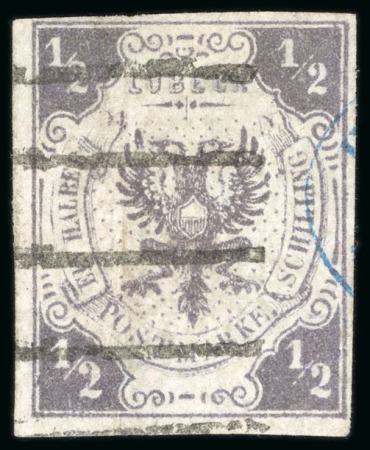 Stamp of German States » Lubeck 1859, 1/2s dark violet-grey, wide to large margins, used