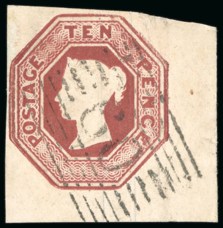 Stamp of Great Britain 1847-54 Embossed 10d lower right corner marginal with fine to huge margins, used