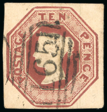 Stamp of Great Britain 1847-54 Embossed 10d with fine to good margins, neatly cancelled by "165" numeral of Carlisle