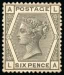 1873-80 6d grey pl.13 unused with toned gum, scarce