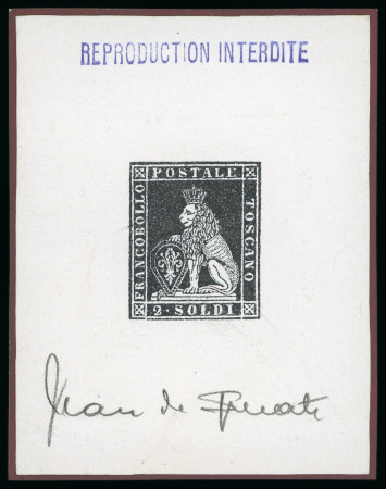 1851, 2s black, Sperati proof signed by the forger