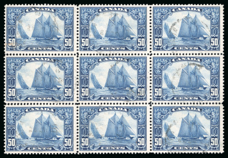1928-29, Pictorials - Bluenose 50c blue, used block