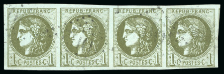 Stamp of France » Emission de Bordeaux 1870, Émission de Bordeaux 1 centime olive foncé,