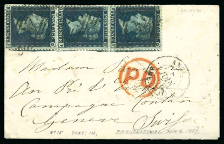 1858, Small neat envelope to Switzerland with 2d blue