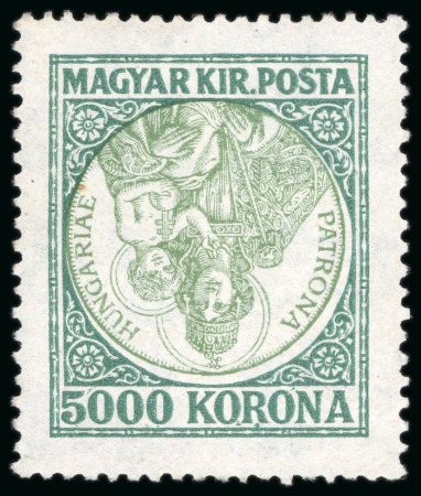 Stamp of Hungary 1925, Madonna and Child, 5000k dark green and yellow-green,