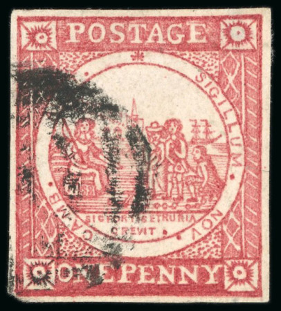 1850 Sydney View pl.I 1d carmine on soft yellowish paper with close to good margins, used