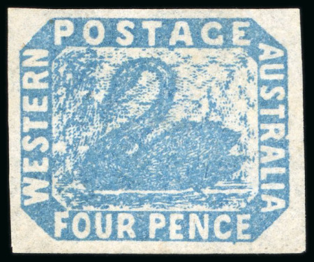 Stamp of Australia » Western Australia 1854-55, 4d pale blue unused, very good even margins