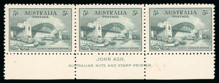 1932 Sydney Harbour Bridge 5s mint h.r. lower marginal