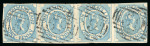 1853 Courier 1d pale blue on yellowish paper with all