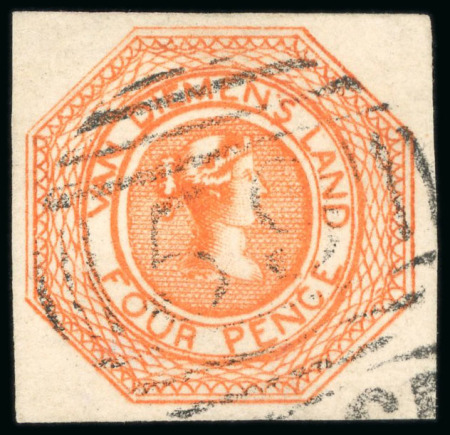 Stamp of Australia » Tasmania 1853 Courier 4d orange pl.II, pos.10, used