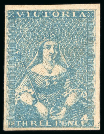 Stamp of Australia » Victoria 1854 Half Length Campbell printing 3d blue unused