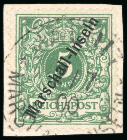 Stamp of Germany » German Colonies » Marshall Islands 1899 "Marschall-Inseln" 5pf tied to small piece by "JALUIT MARSHALL-INSELN" cds