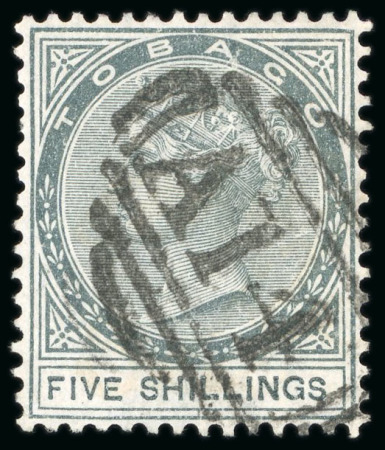 1879, 5s slate used with clear "A14" numeral