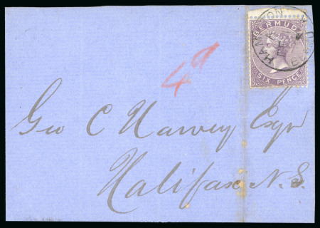 1865-1903 Wmk CC group incl. 6d dull purple on cover front to Nova Scotia