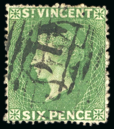 1861 6d Deep yellow-green, used, fine (SG £200), cert. PF (1983)
