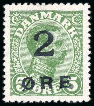 1919 2öre on 5öre green mint o.g.