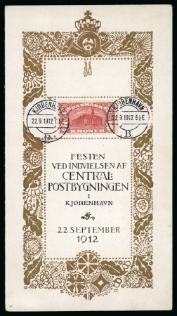 Stamp of Denmark 1912-15 5Kr brown-red tied to 1912 Post Office Festival booklet by Copenhagen 22.9.1912 cds 