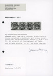 Stamp of Denmark 1852 4rbs red-brown, Thiele 1st printing, pl.II pos. 91-94, strip of four