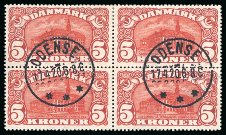 1913-19, 5kr brown-red, wmk cross, in used block of