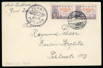 1930 Zeppelin 10m pair tied to 24.IX.30 cover sent by Graf Zeppelin