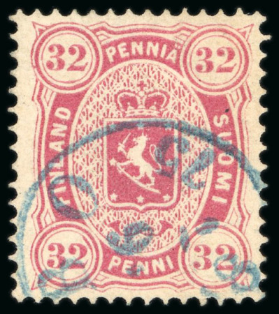 Stamp of Finland 1875 32p carmine used with neat blue cds
