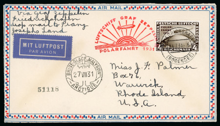 Stamp of Germany 1931 Polar Zeppelin Flight 1M, 2M and 4M on separate Zeppelin flight covers