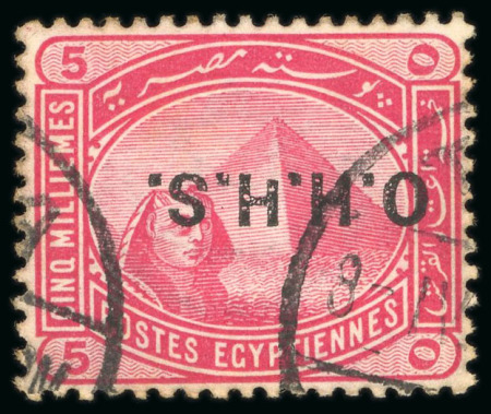 1913, OHHS: 5m. rose-carmine, used with part TURA cds,