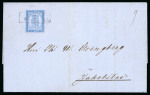 Stamp of Finland 1860, 5kop blue, roulette I, tied to 1861 (Mar 6) entire from Wasa to Jakobstadt