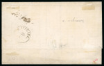 1866-67, 8p on ordinary green paper, roulette III, two examples plus a 40p on ordinary paper, roulette III, tied to cover to Germany