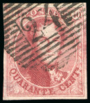 Stamp of Belgium 1849, 40c carmine with wmk "LL encadré", good margins all around, used