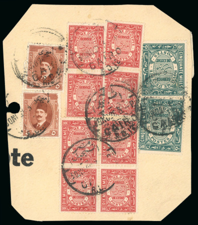 1924, King Fouad: 5m. red-brown, two singles, plus 1926