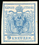 1850, Machine Paper (Type IIIb), 9k blue, mint